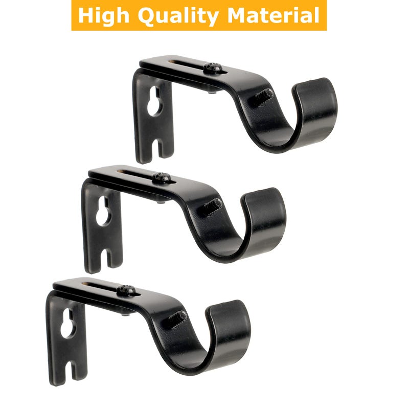 LISHINE 12 Pcs Curtain Rod Bracket for 1 Inch Rod, Adjustable Curtain Rod Brackets Black Curtain Rod Holders Heavy Duty Curtain Rod Hardware Brackets Single Rod Bracket for Wall Mount - Image 5